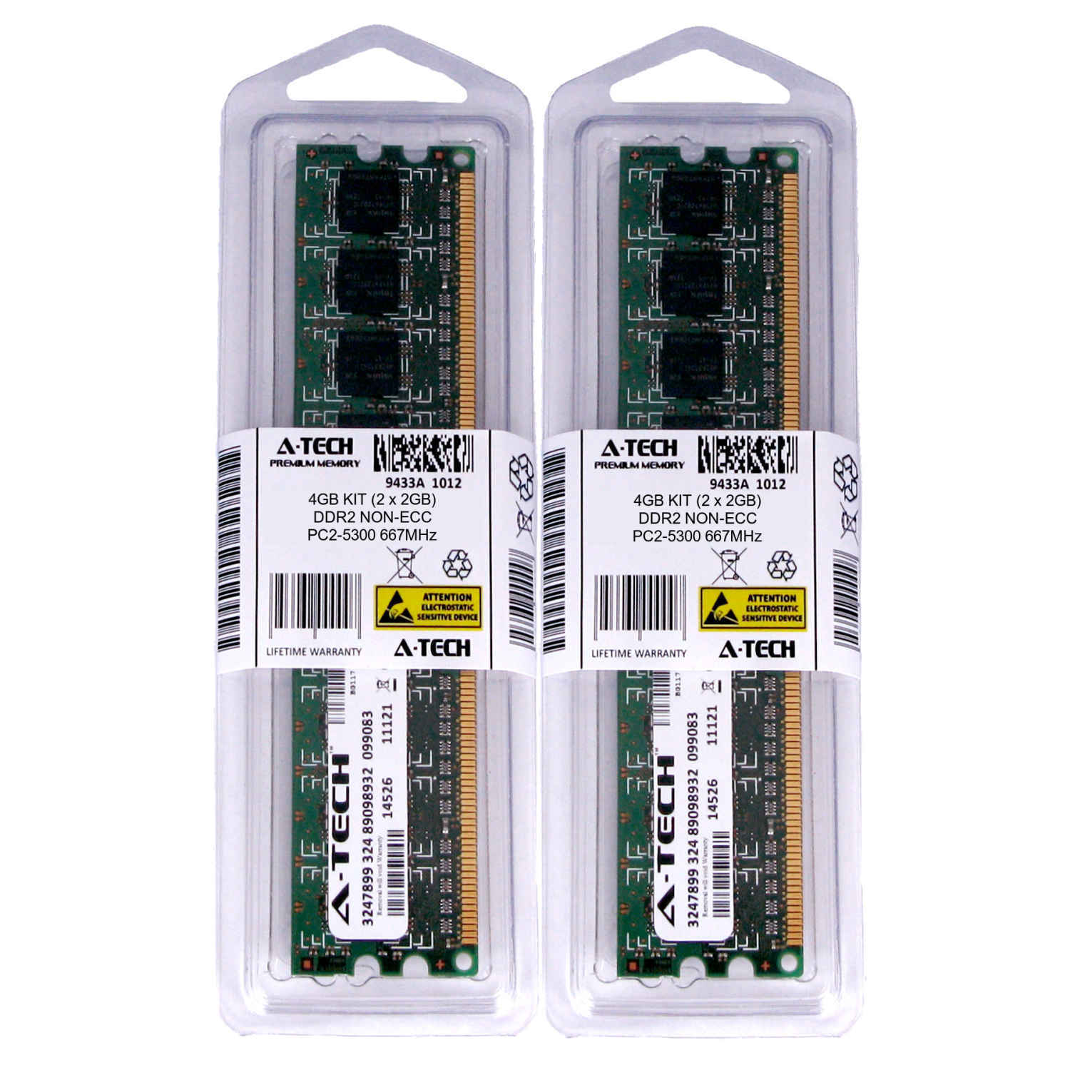 4GB KIT 2 x 2GB DIMM DDR2 NON-ECC PC2-5300 667MHz 667 MHz DDR-2 DDR 2 Ram Memory