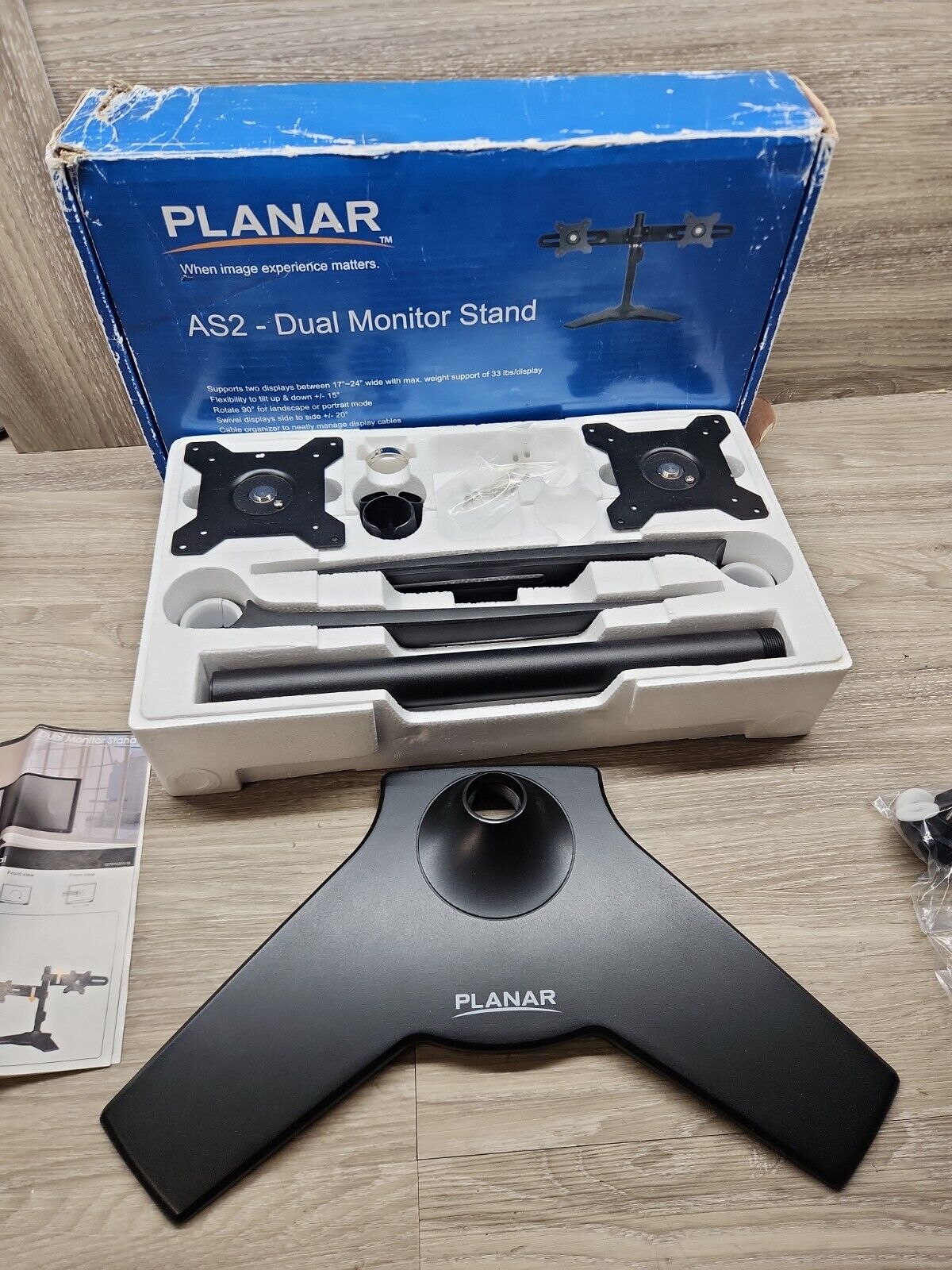 Planar AS2 Dual Monitor Stand - New in Open Box ( Damaged Box) Complete 
