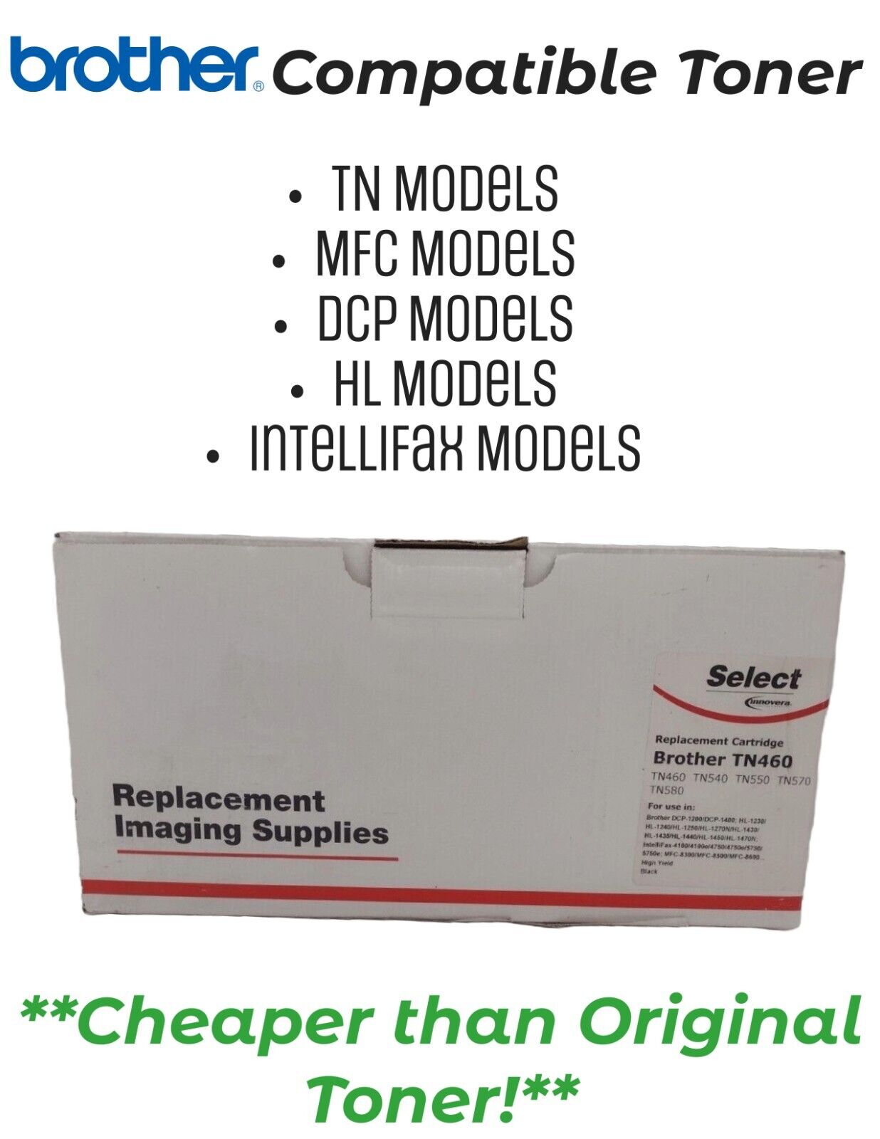 Innovera Select Re-manufactured Brother TN460 Toner Cartridge IVR-TNUNVSEL - NEW