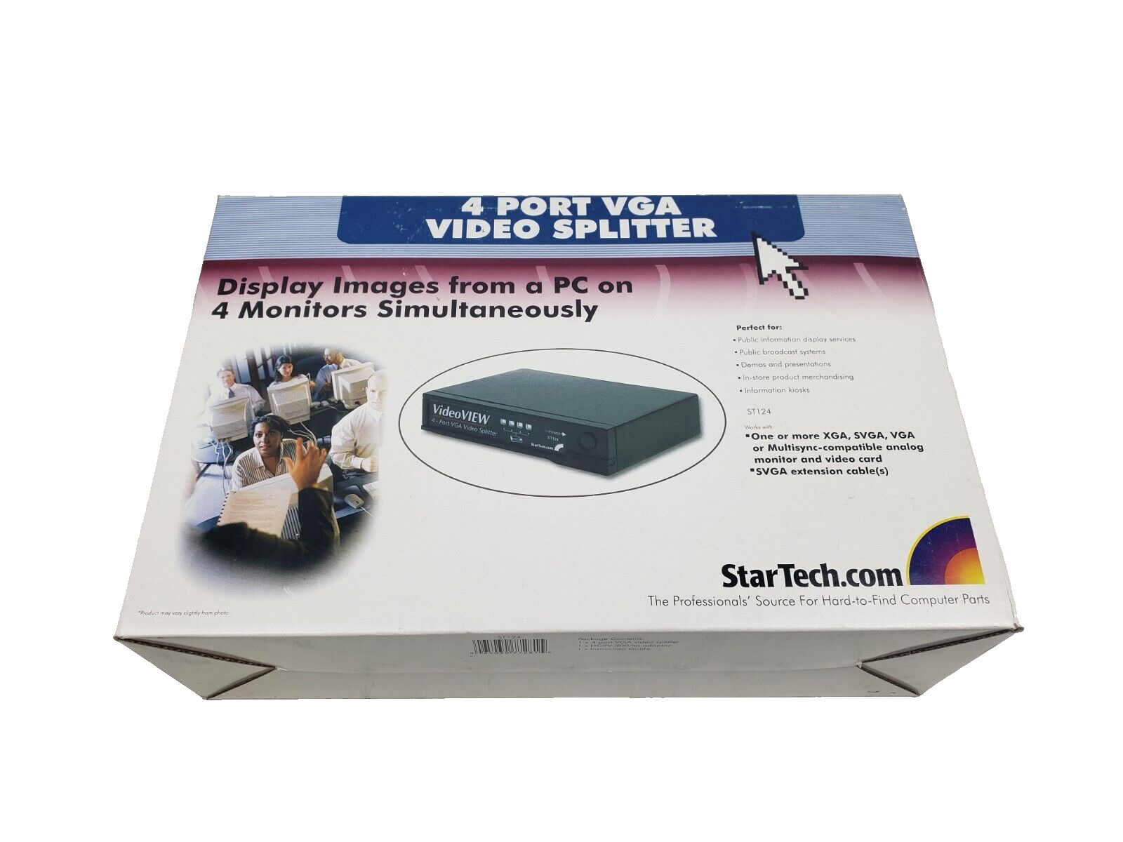 Startech.com ST124 4 Port VGA Video Splitter New Open Box w/ Adapter