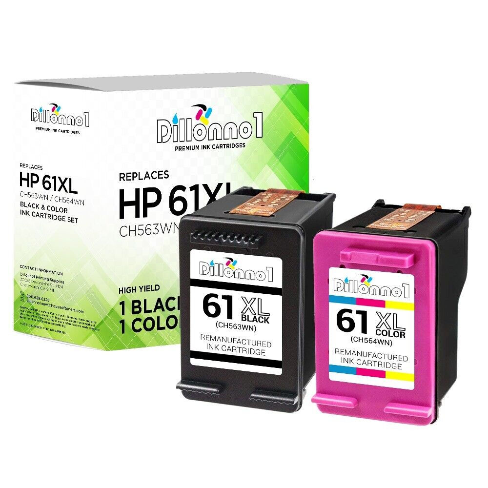 2PK Replacement for HP 61XL Ink Cartridge 1-Black & 1-Color 4500 4501 4502 5530