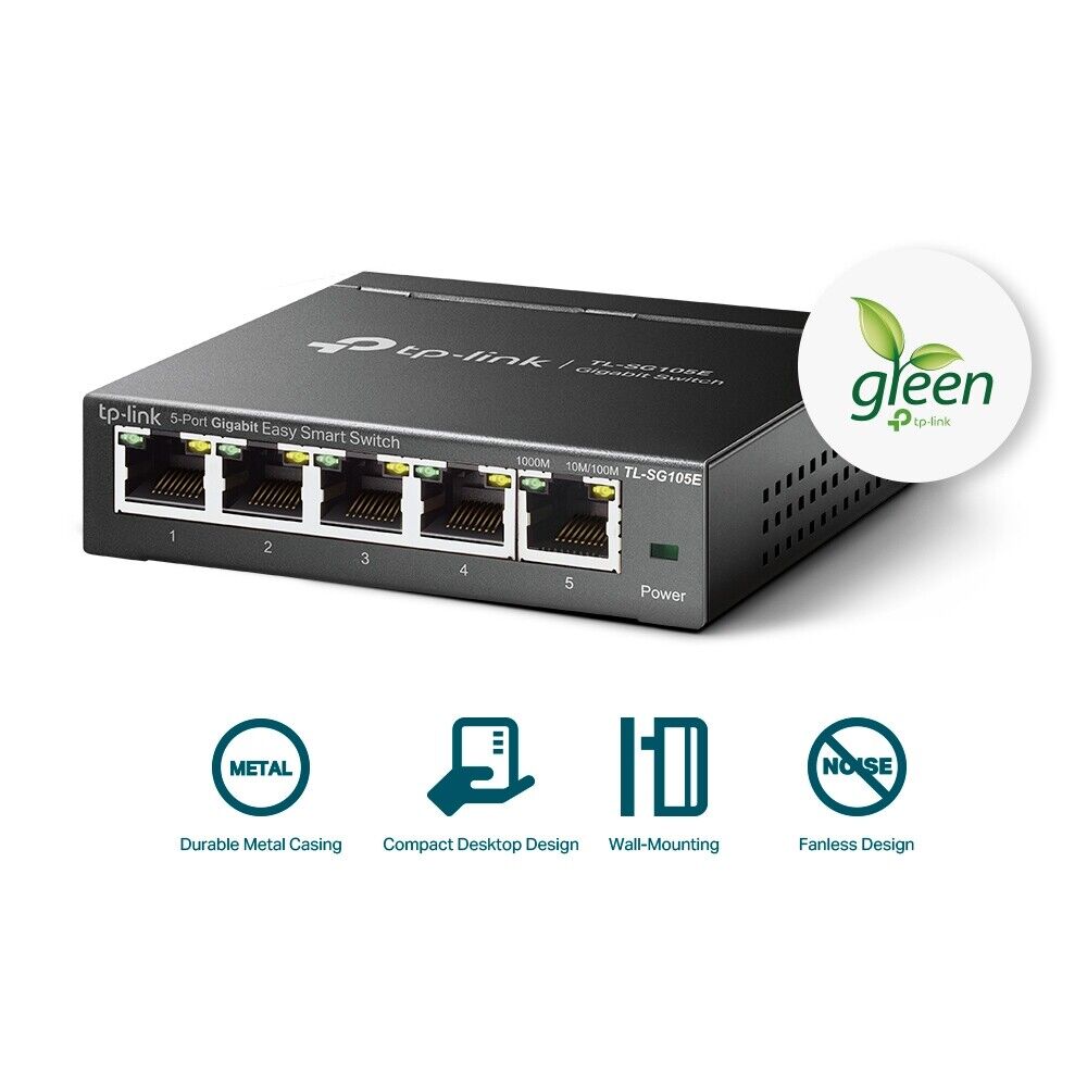 TP-Link TL-SG105E 5-Port 10/100/1000Mbps Gigabit Ethernet Easy Smart Switch
