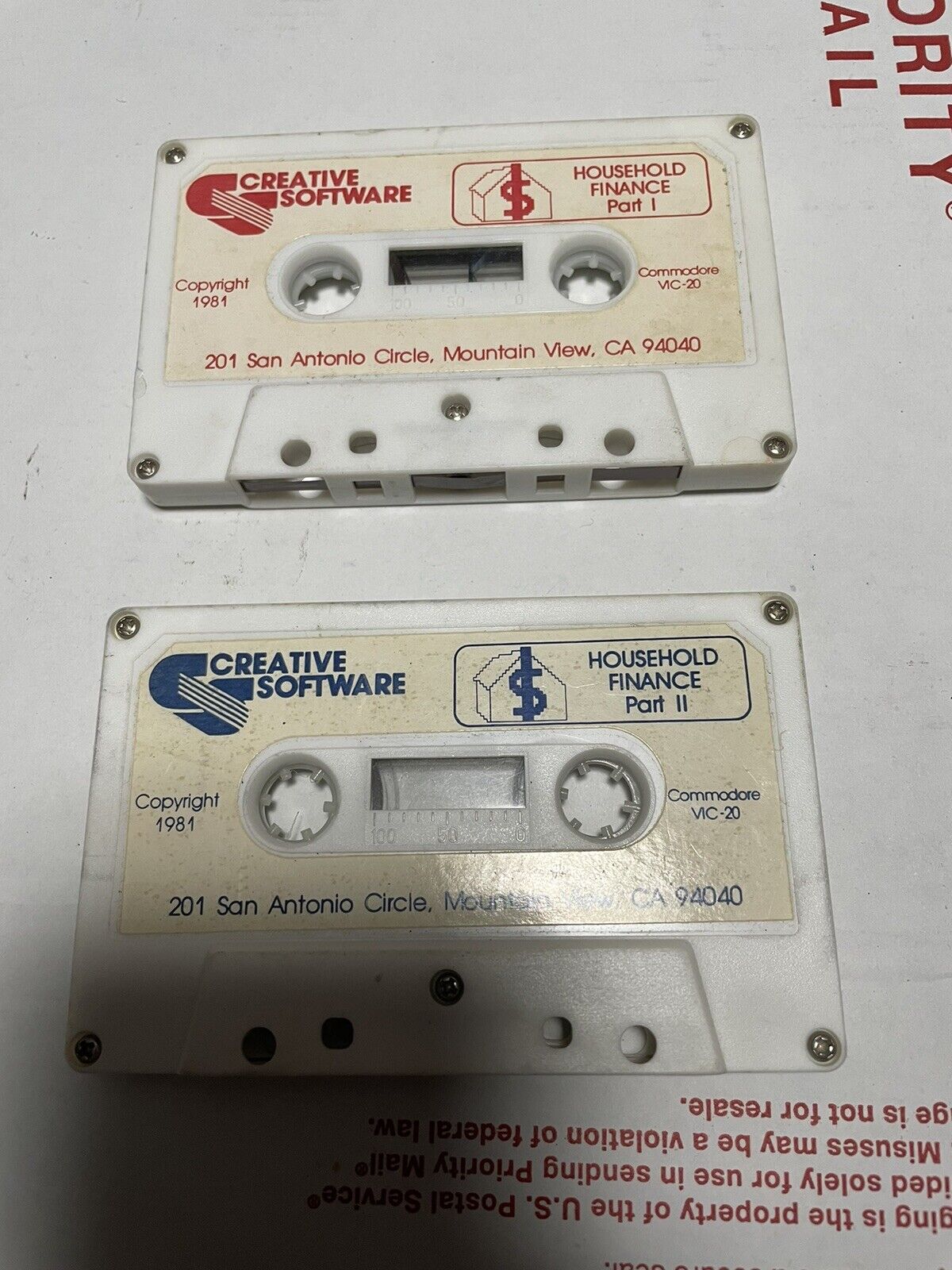 Household Finance Creative Software For The Commodore Vic 20 Cassette Tape 1982