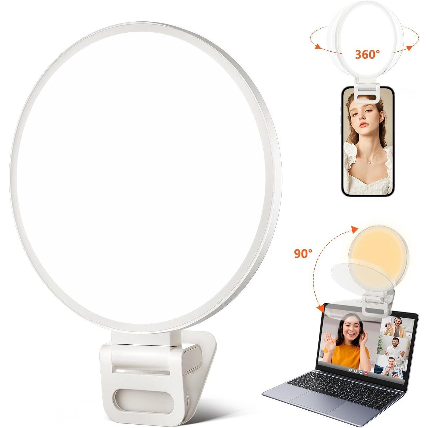 Selfie Light, Full-Screen Rechargeable Clip on Ring Light with 3 Modes for Phone