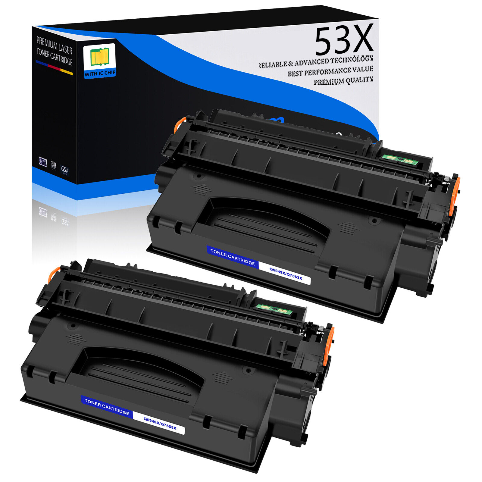 2PK Q7553X 53X Black Toner Cartridge for HP LaserJet M2727nf M2727nfs MFP P2015