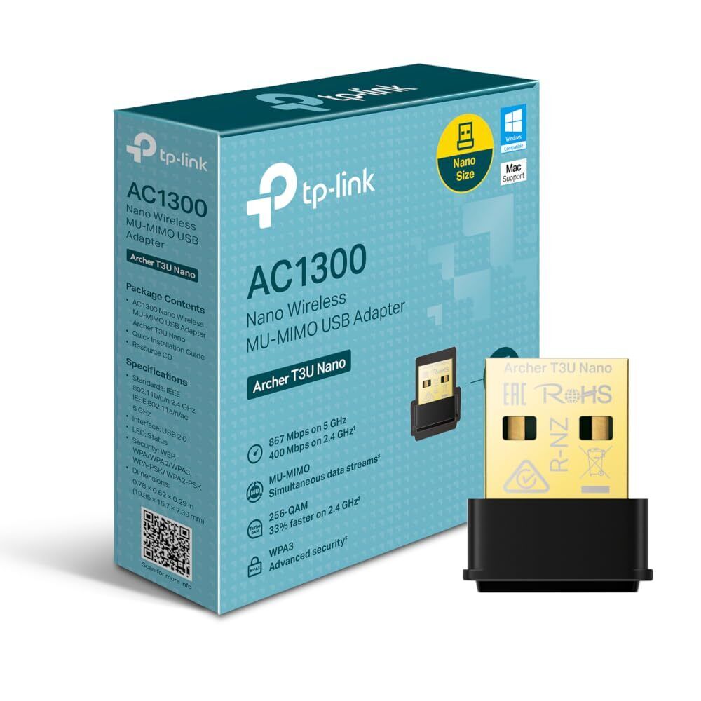 TP-Link AC1300 Nano Wireless MU-MIMO USB 2.0 Adapter, Dual-Band, Miniature Desig