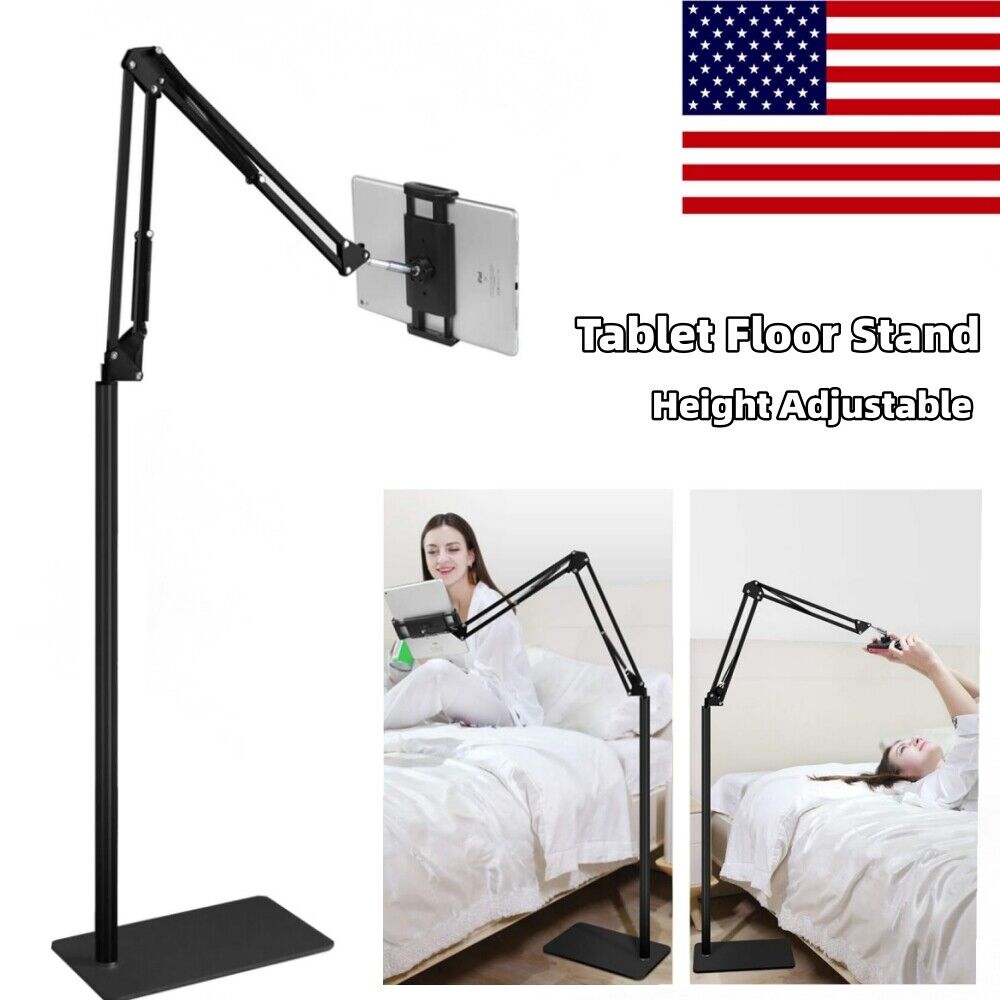 360° Adjustable For 4-10.6inch iPad Tablet Cell Phone Holder Mount Floor Stand