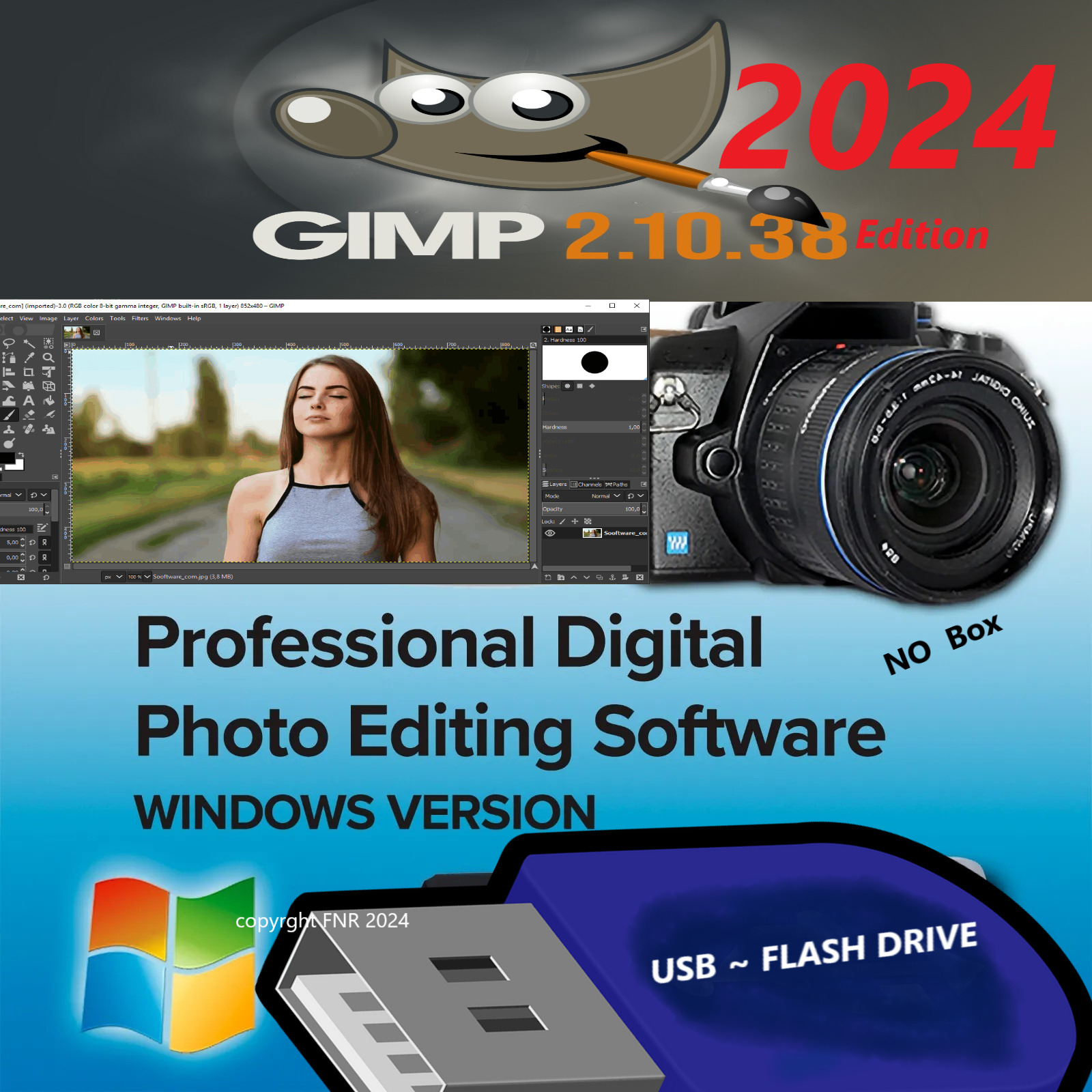 GIMP PRO 2024 Photo Graphic Design Editing Software ~ with Guide on USB