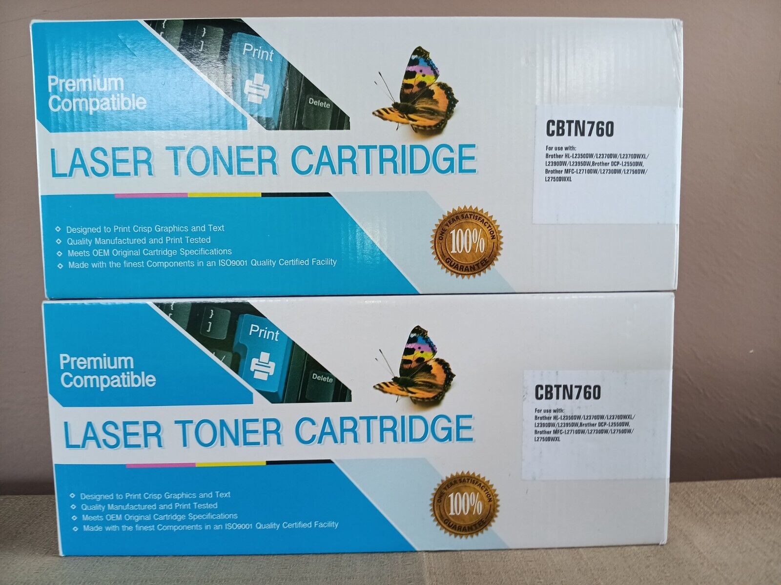 2 Premium Compatible CBTN760 Black Laser Toner Cartridges For Brother HL-L2350DW