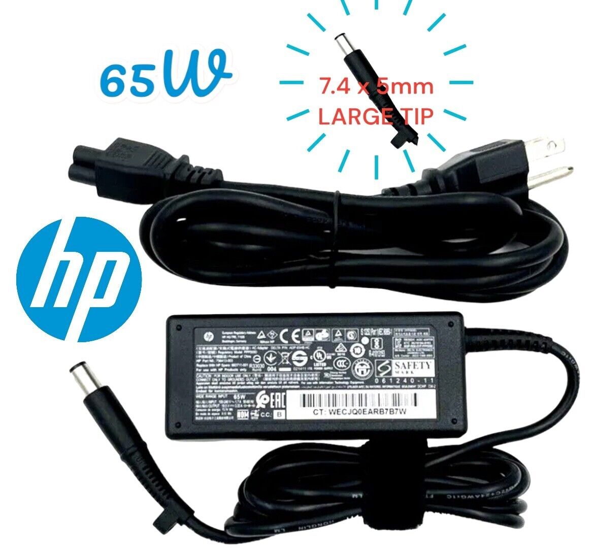 Genuine HP 65W Power Adapter 7.4mm EliteDesk 800 G1 G2 G3 Laptop Mini PC w/Cord