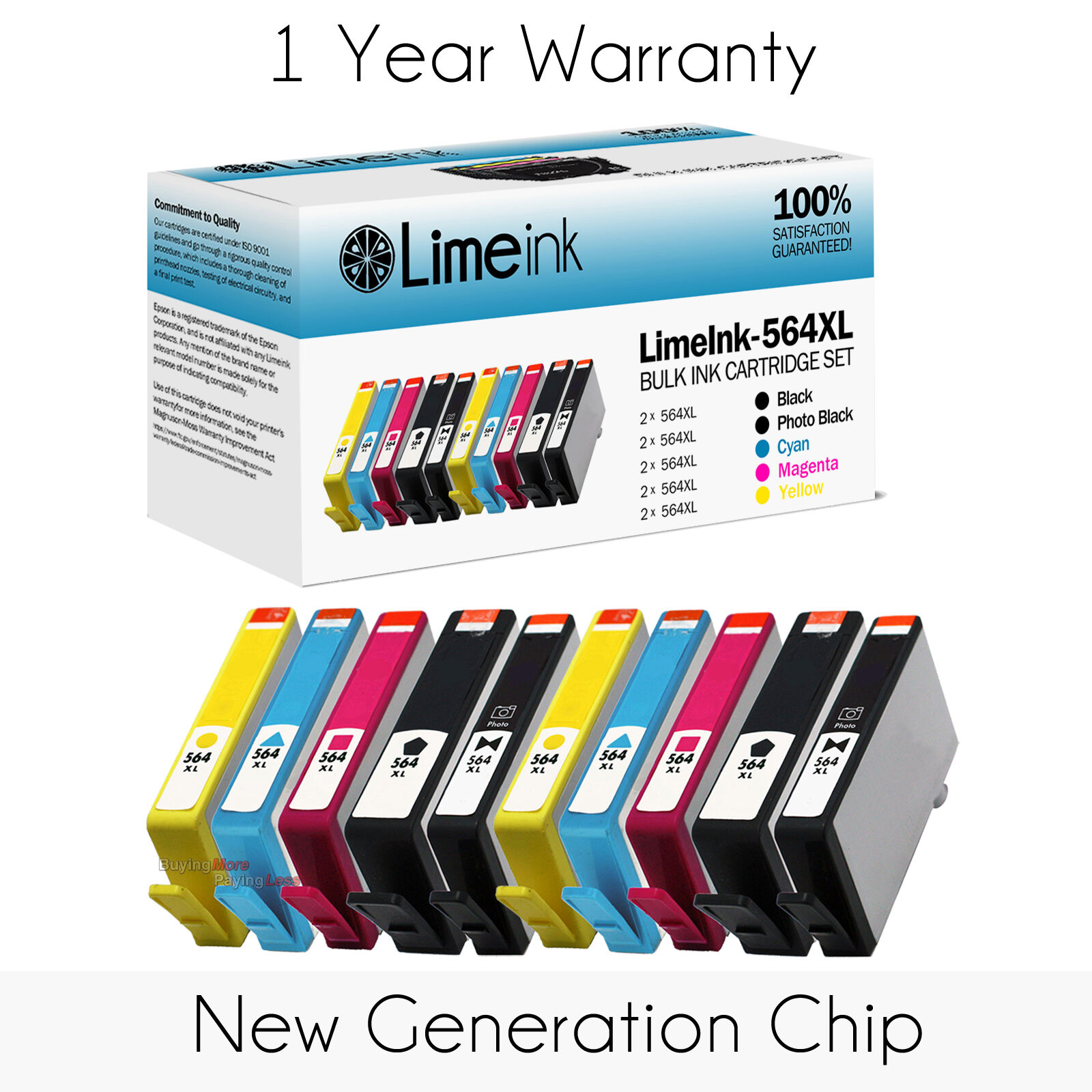 New 10 Pack 564XL Ink Cartridge Set  for HP Photosmart 5515 5520 7510 Printer