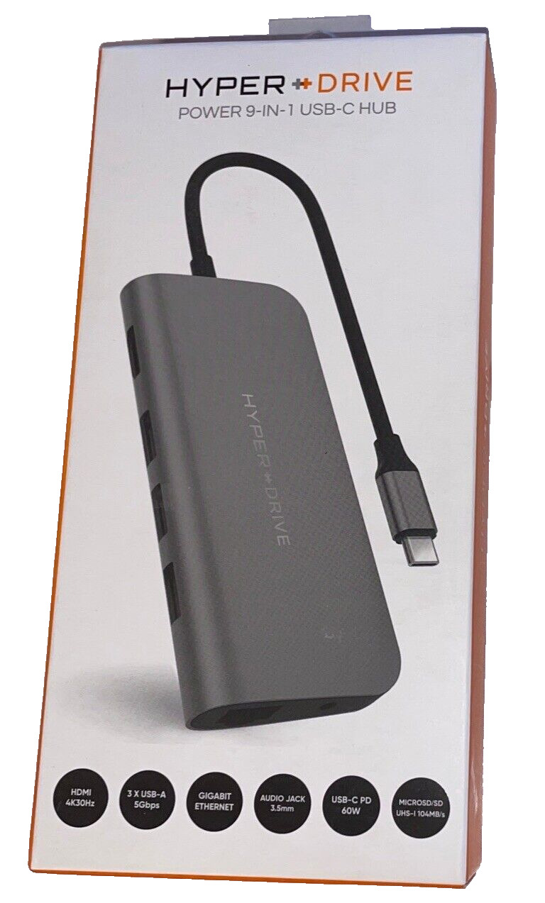 Hyper- HyperDrive POWER 9-in-1 USB-C Hub - Space Gray - New-Open Box