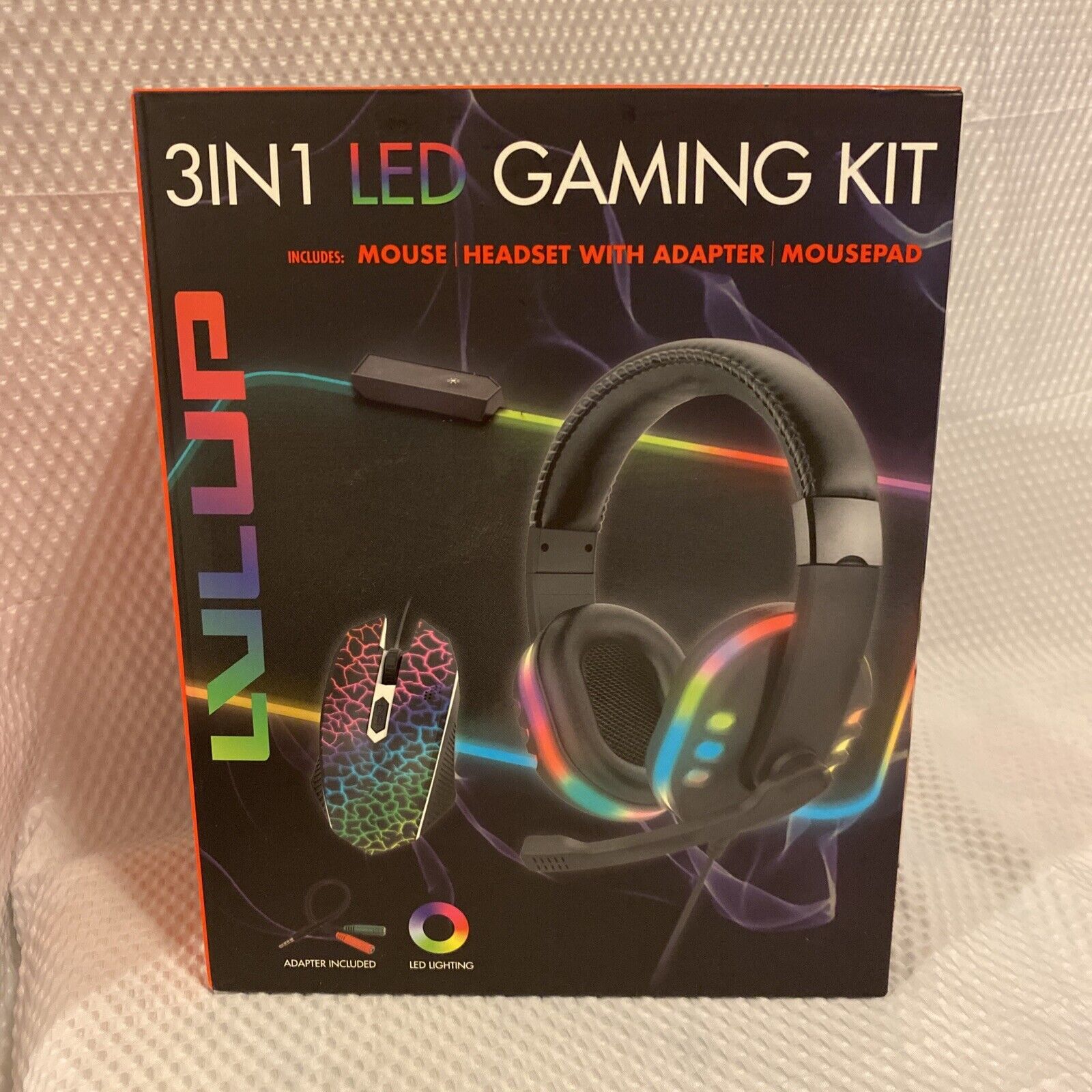 LVLUP 3 IN 1 LED GAMING KIT MOUSE HEADSET WITH ADAPTER MOUSEPAD