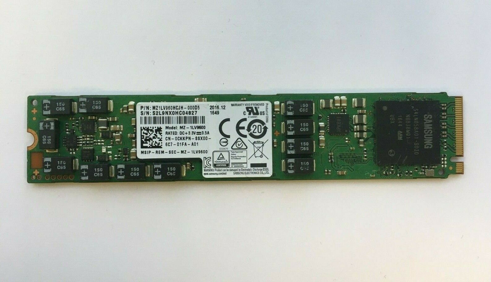 SAMSUNG 960GB PCIe MZ-1LV9600 SSD NVMe 110mm MZ1LV960HCJH