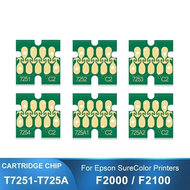 Replacement T7251-T725A Ink Cartridge Chip for Epson SureColor F2000 F2100 -6pc