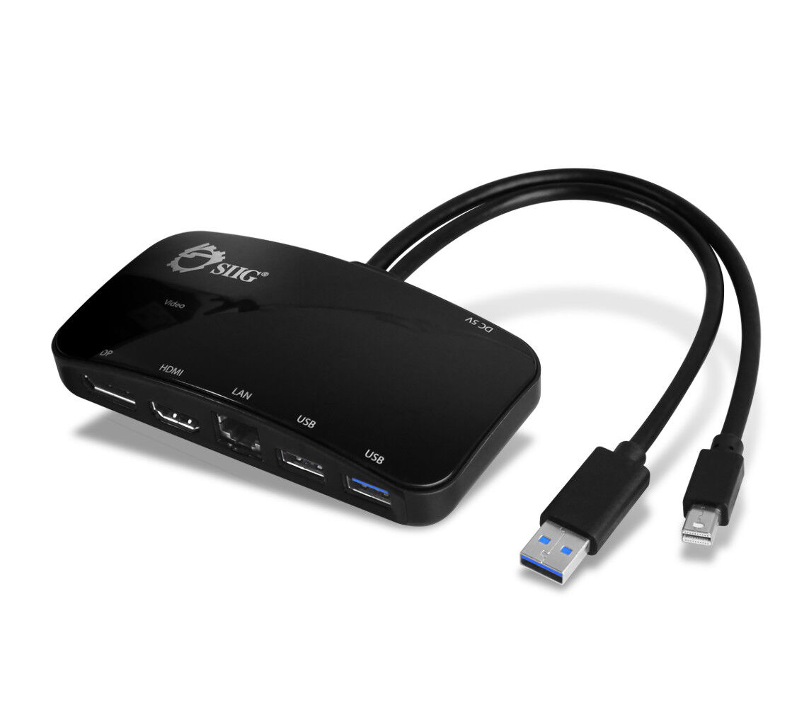 SIIG Mini-DP Video Dock with USB 3.0 LAN Hub - Black (JU-H30412-S1)