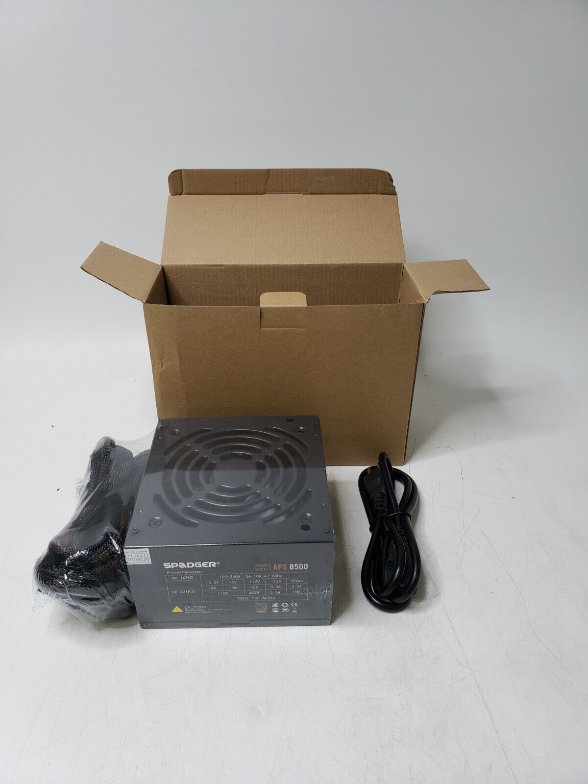 Spadger APS B500 500W ATX power supply NEW IN BOX W/ Power Cable