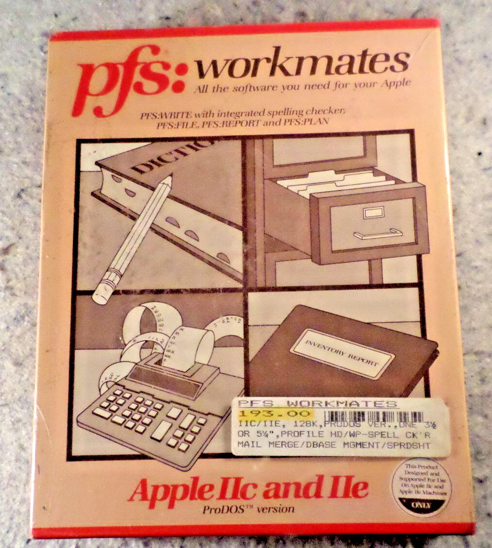 pfs: workmates Apple IIc/IIe ProDOS Version Vintage/New/Sealed n factory plastic