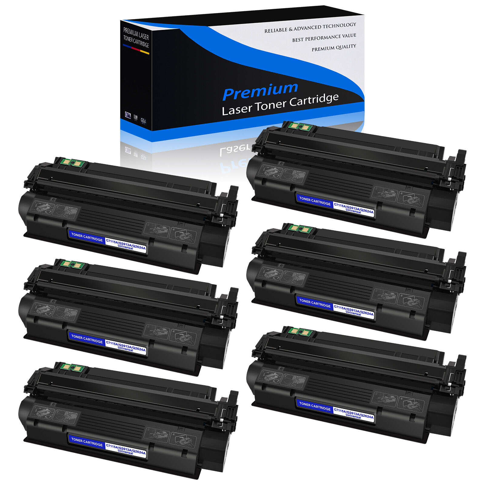 6 PK Black Toner Cartridge For HP 15A C7115A LaserJet 1000 1200 3300 MFP 3320n