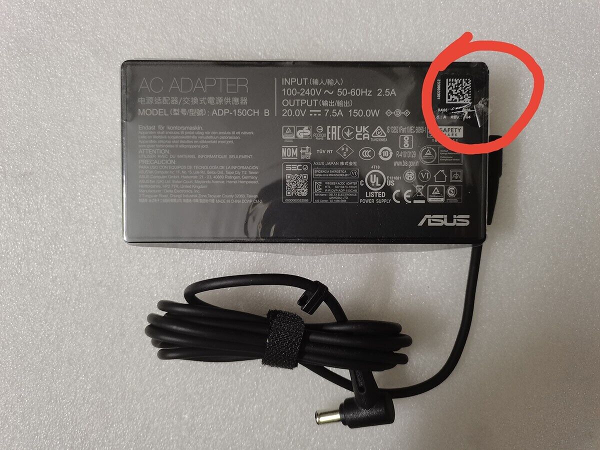 Genuine 20V 7.5A ADP-150CH B For ASUS ROG G531GT-BI7N6 OEM 6.0mm 150W AC Adapter