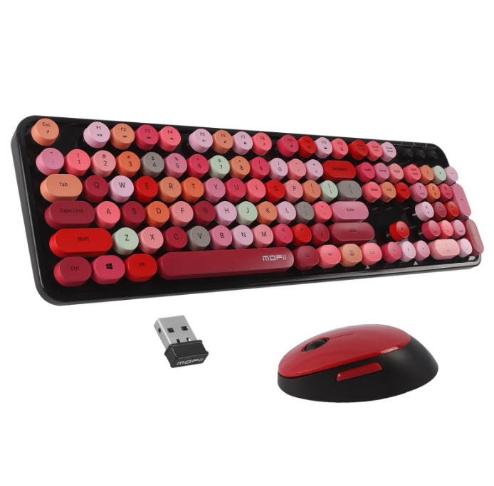 Bluetooth Keyboard Round Keycap Colorful Plastic Panel Punk wireless Keyboard 