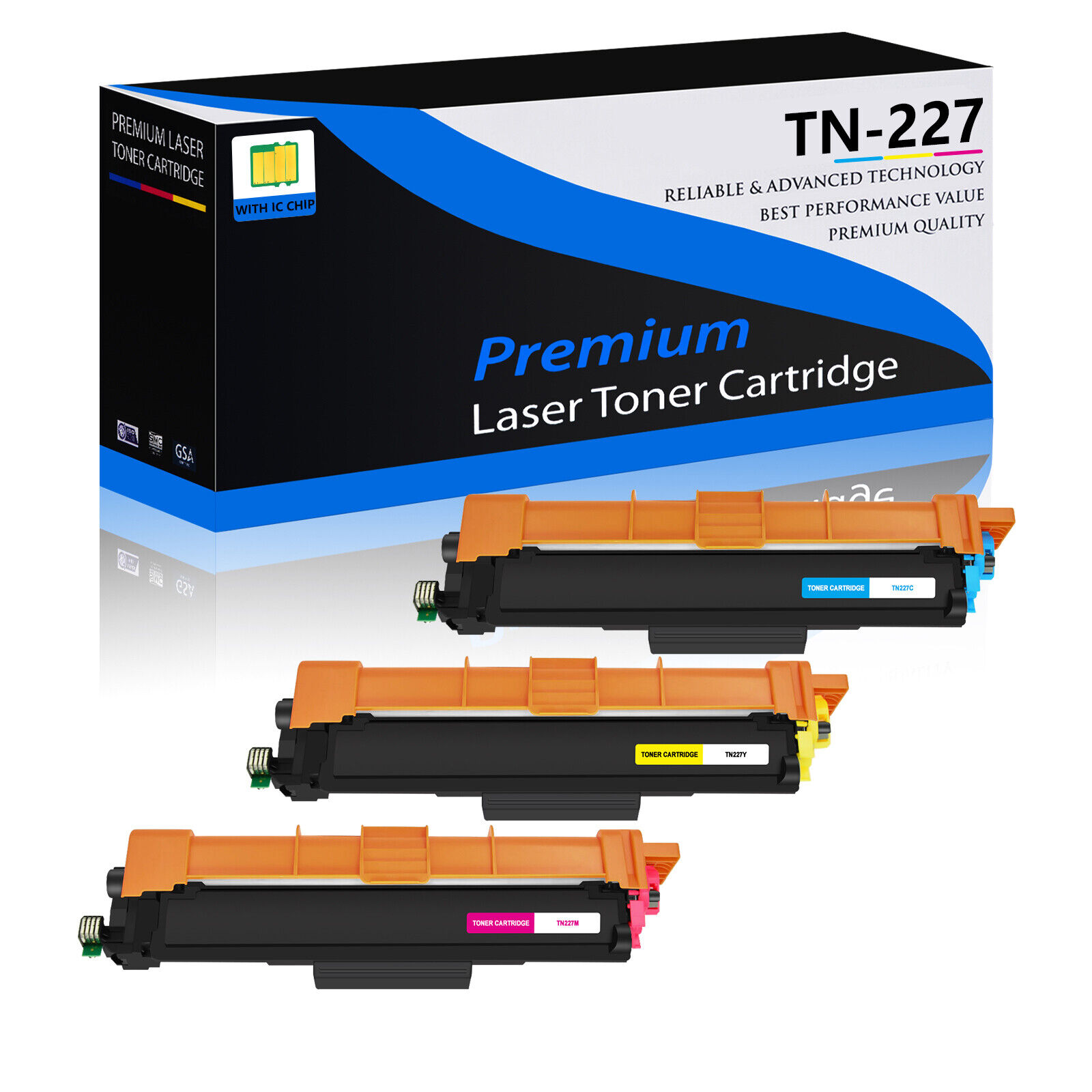 3PK TN227 C/M/Y Toner for Brother TN-227 TN223 MFC-L3770cdw L3710cw HL-L3270cdw