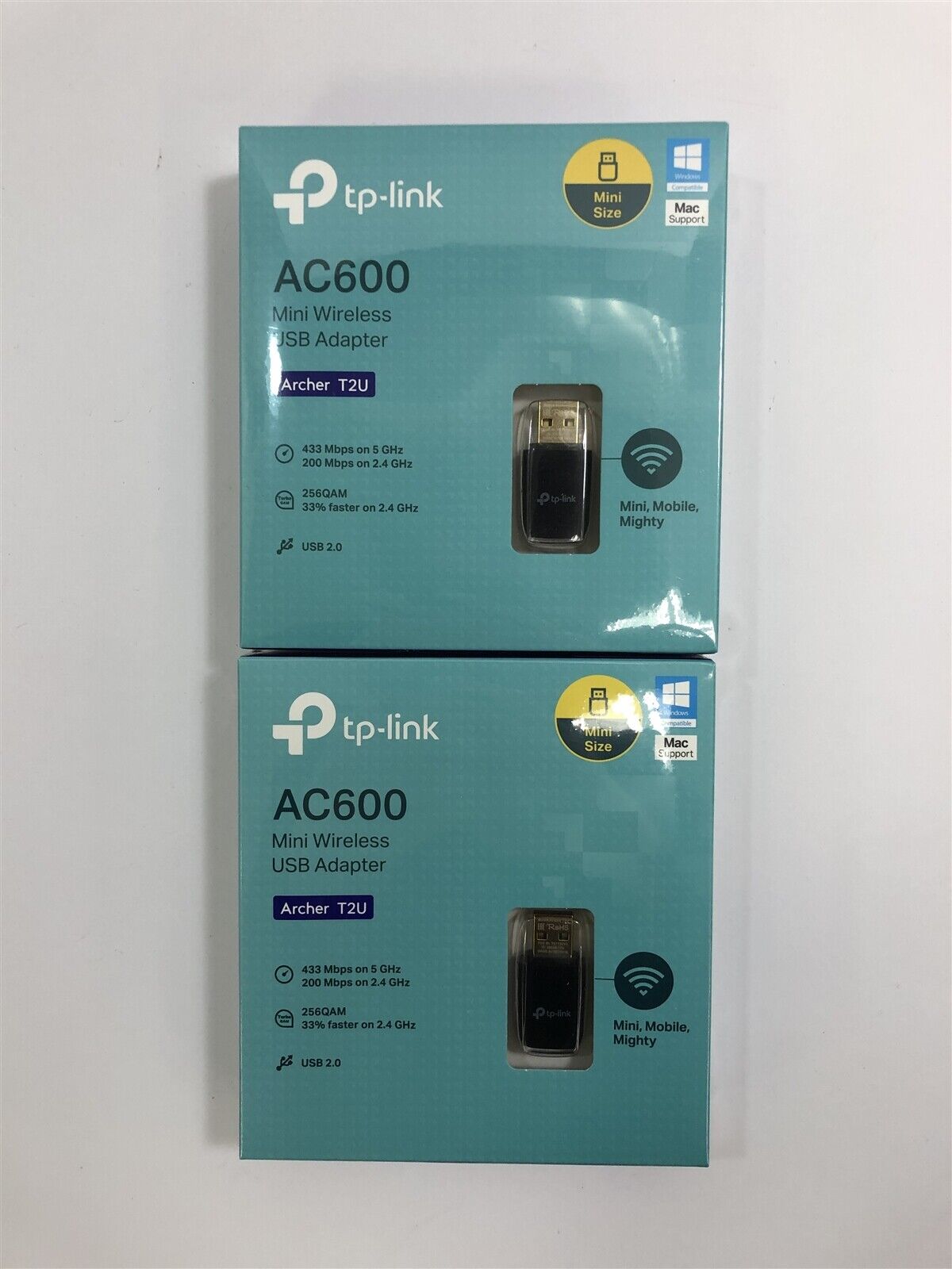 Lot of 2 New TP-Link AC600 Archer T2U Mini USB WiFi Adapter