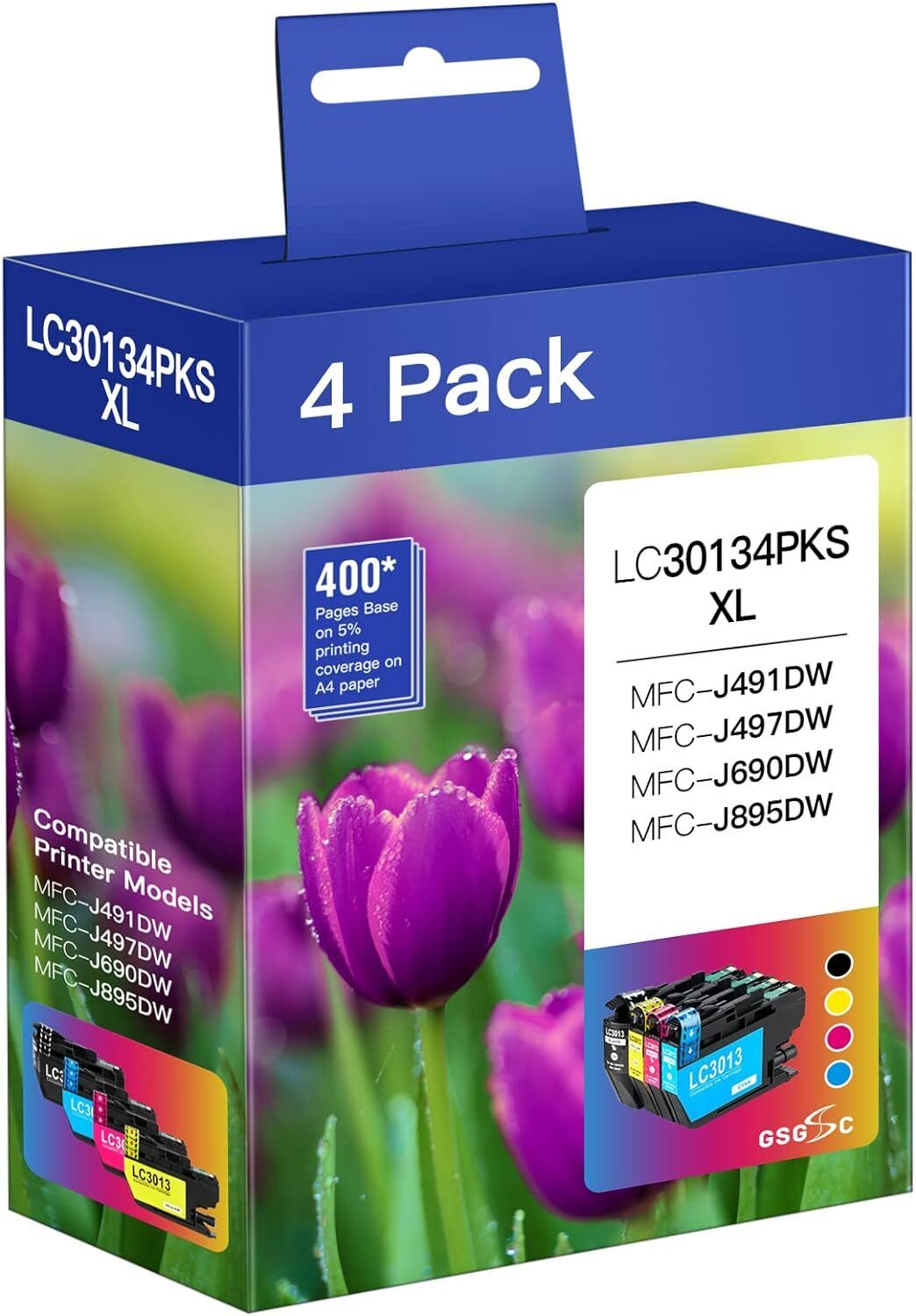 4x LC3013 LC3011 XL Ink replacement for Brother MFC-J491DW J497DW MFC-J895DW