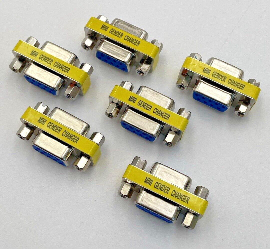 6 Pcs DB9 9-Pin Female to Female Serial Mini Gender Changer Coupler RS-232 New