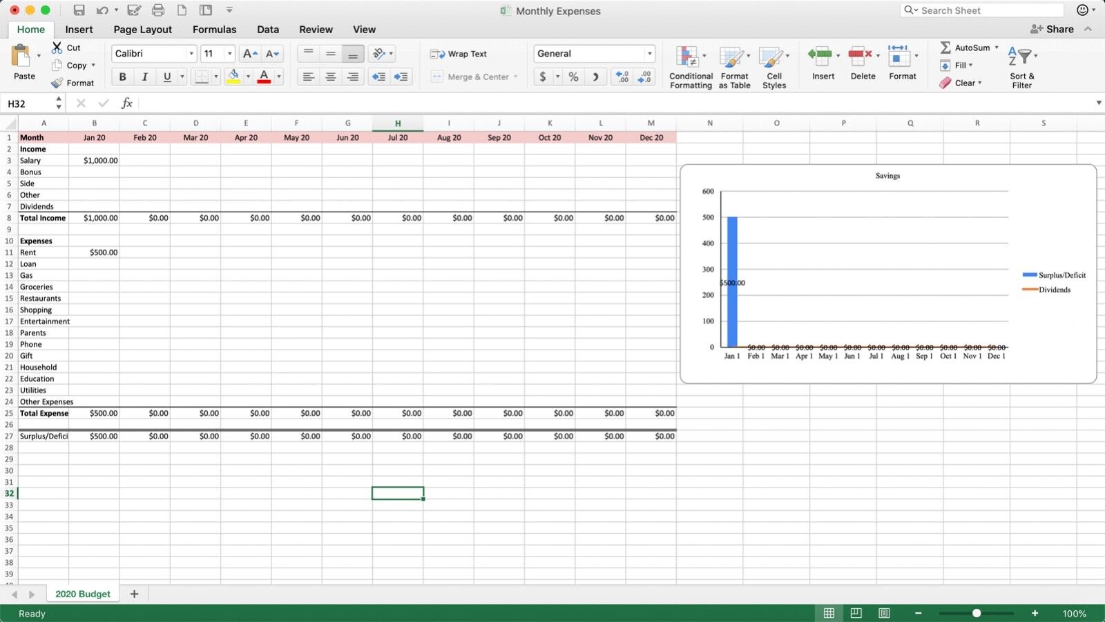 Simple Personal Budget Excel Spreadsheet/Personal Finance