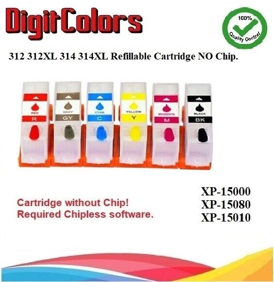 312XL 314XL Empty Refillable Ink Cartridge No Chip fits for XP-15000  DTF ink