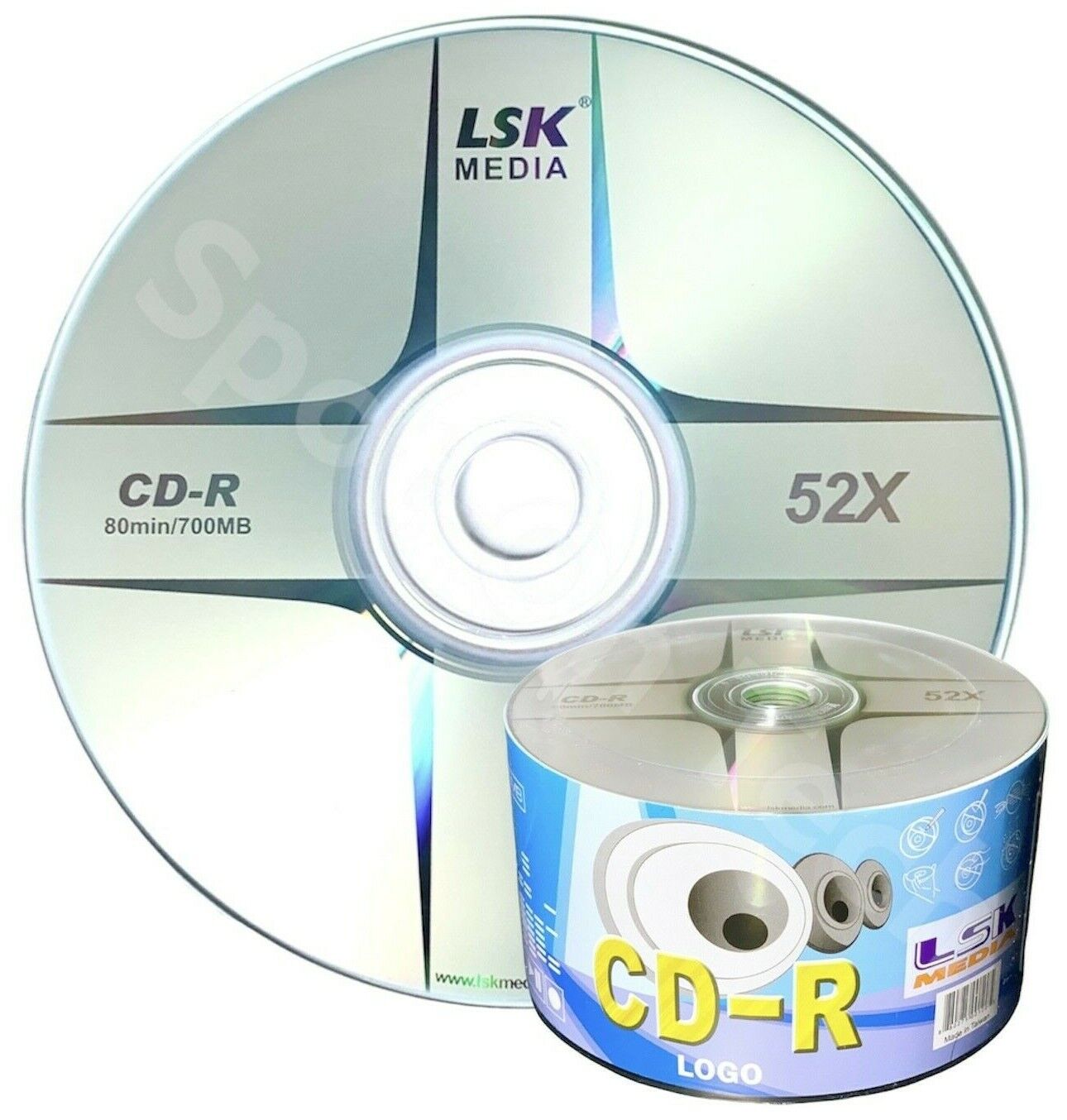 LSK CD CD-R Silver LOGO Top hp LOT - Duplication Grade 80Min/700MB/52x SAME DAY