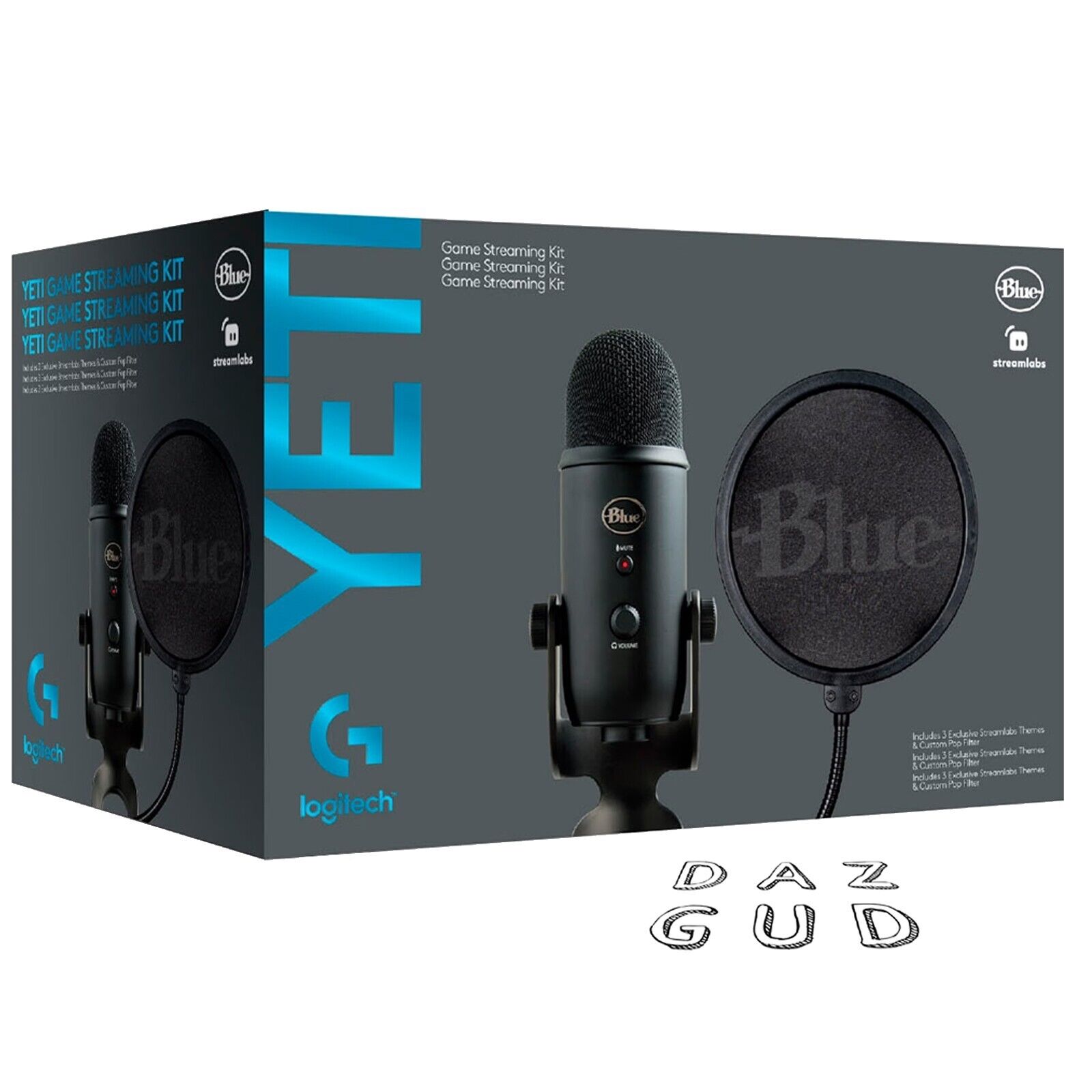NEW Logitech Blue Yeti Game Streaming USB Condenser Microphone Kit w/ Blue VOICE