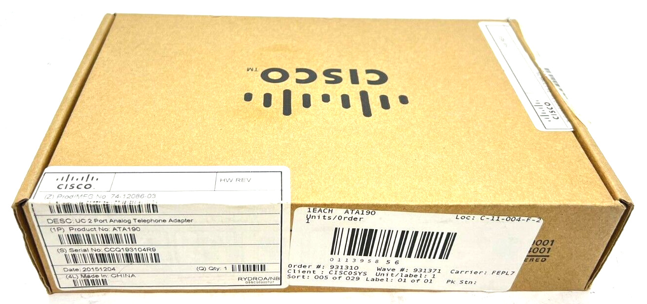 (New Open Box) Cisco ATA 190 Analog Telephone AdapterATA190