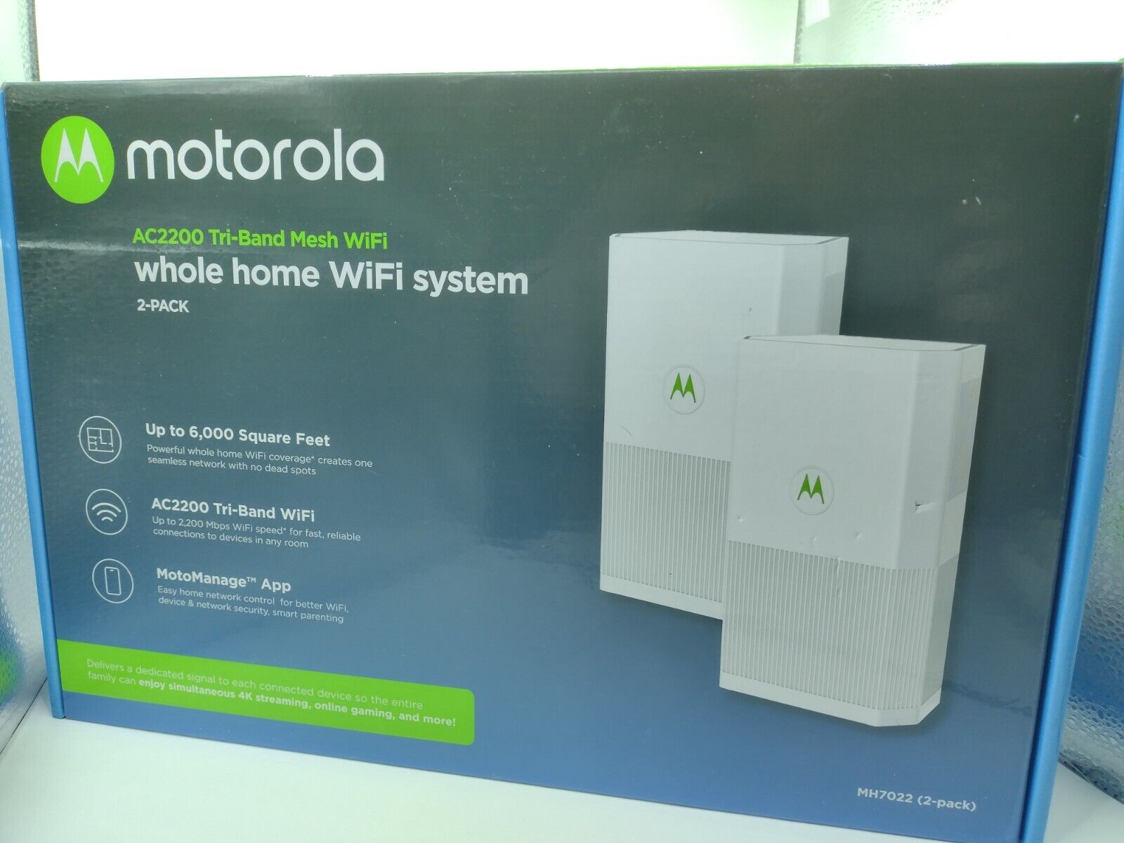 MOTOROLA Whole Home Mesh WiFi System, AC2200 Tri-Band  WiFi 2-Pack EXCELLENT 