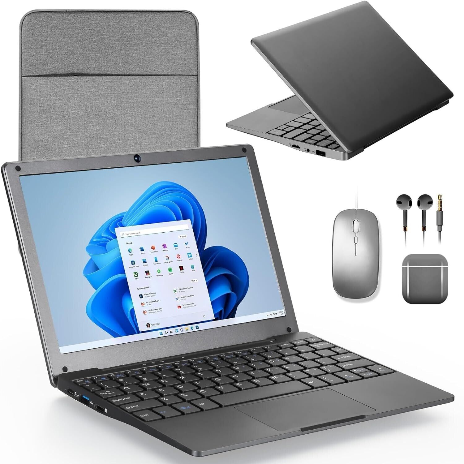 10'' Mini Laptop Windows 11 Notebook 8GB+128GB Intel Celeron Quad-Core with WiFi