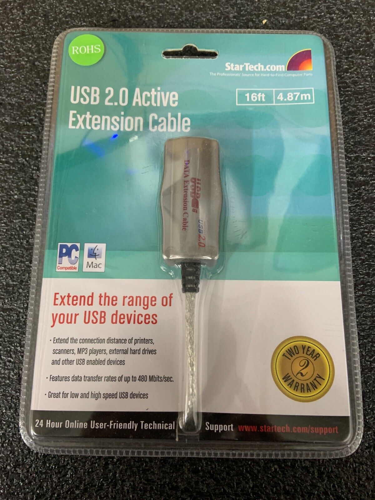 StarTech.com Model: USB2FAAEXT15.  USB 2.0 Active Extension Cable 