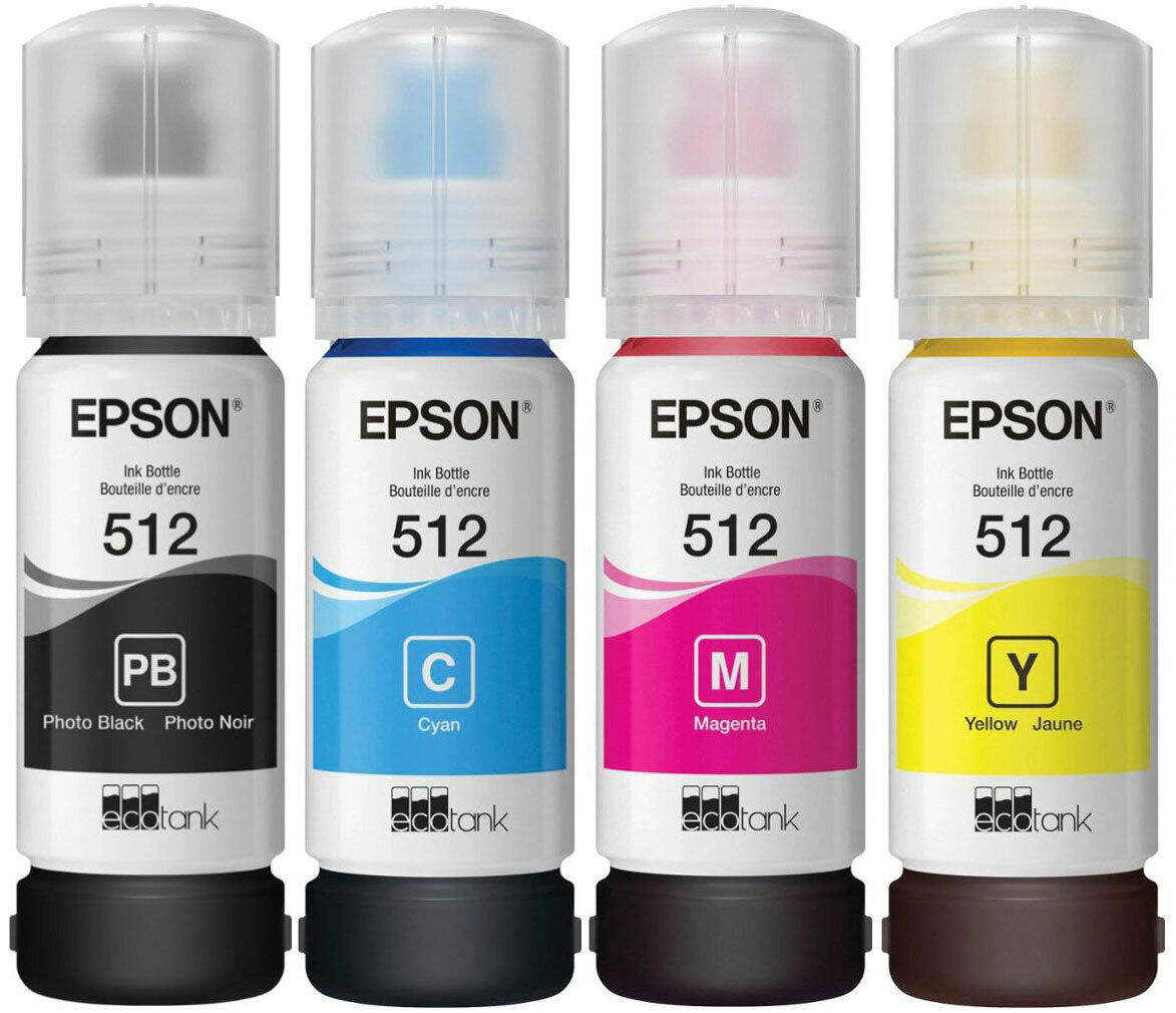 Genuine Epson 512 Ink Bottle 4 Pack for ET-7700 ET-7750