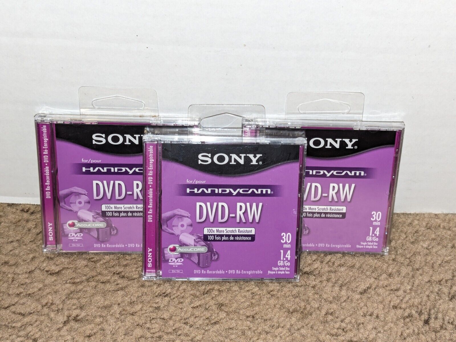Sony Handycam DVD-RW 3-Pack 30 Min 1.4GB New SEALED