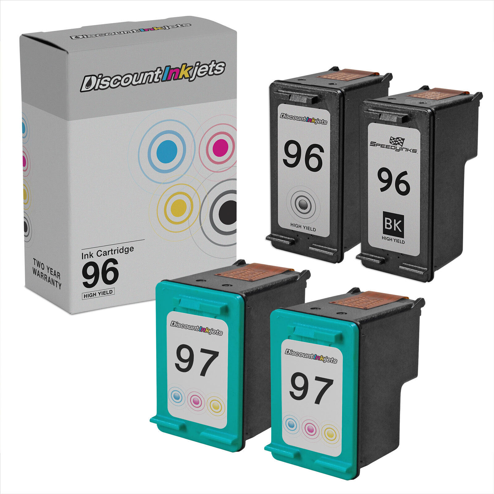 4PK DI Ink Replacement for HP 96 (2xblk) & HP 97 (2xColor) Use in 5940xi 7310xi