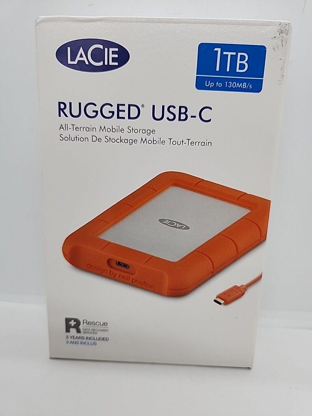 NEW Lacie External Hard HDD Lacie Rugged STFR1000800 Usb-C 1TB Orange