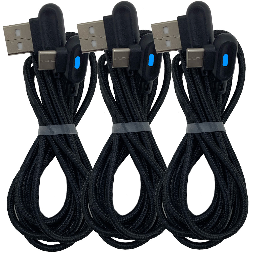 3Pack 90 Degree Right Angle USB Fast Charger Cable 3/6Ft Type C Cord For Samsung
