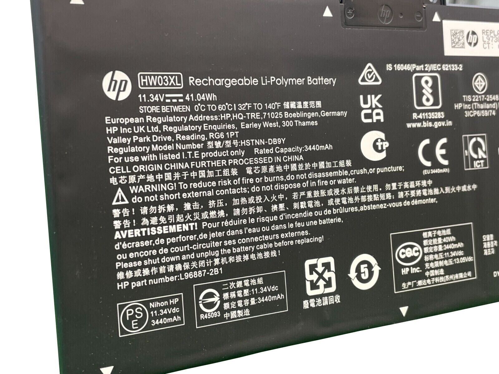 41.04WH Genuine HW03XL Battery For HP Pavilion 15-EG 15-EH HSTNN-IB9O L97300-005