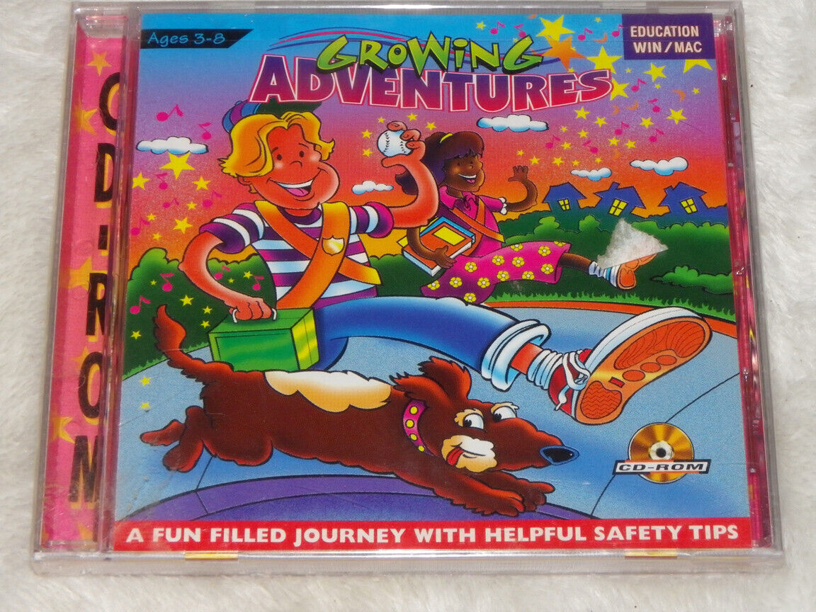 Vintage Growing Adventures CD-ROM • 1995-96 Education Software for Kids 3-8 yrs.