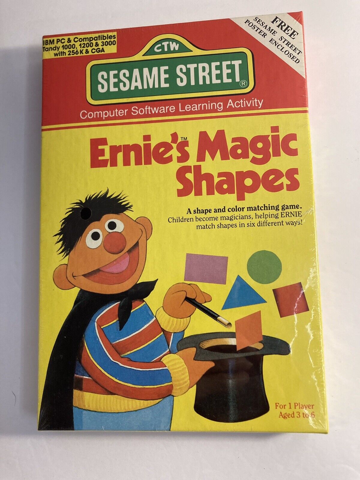 New Sealed 1980’s Sesame Street Ernie’s Magic Shapes 3-5 Yr. IBM Tandy