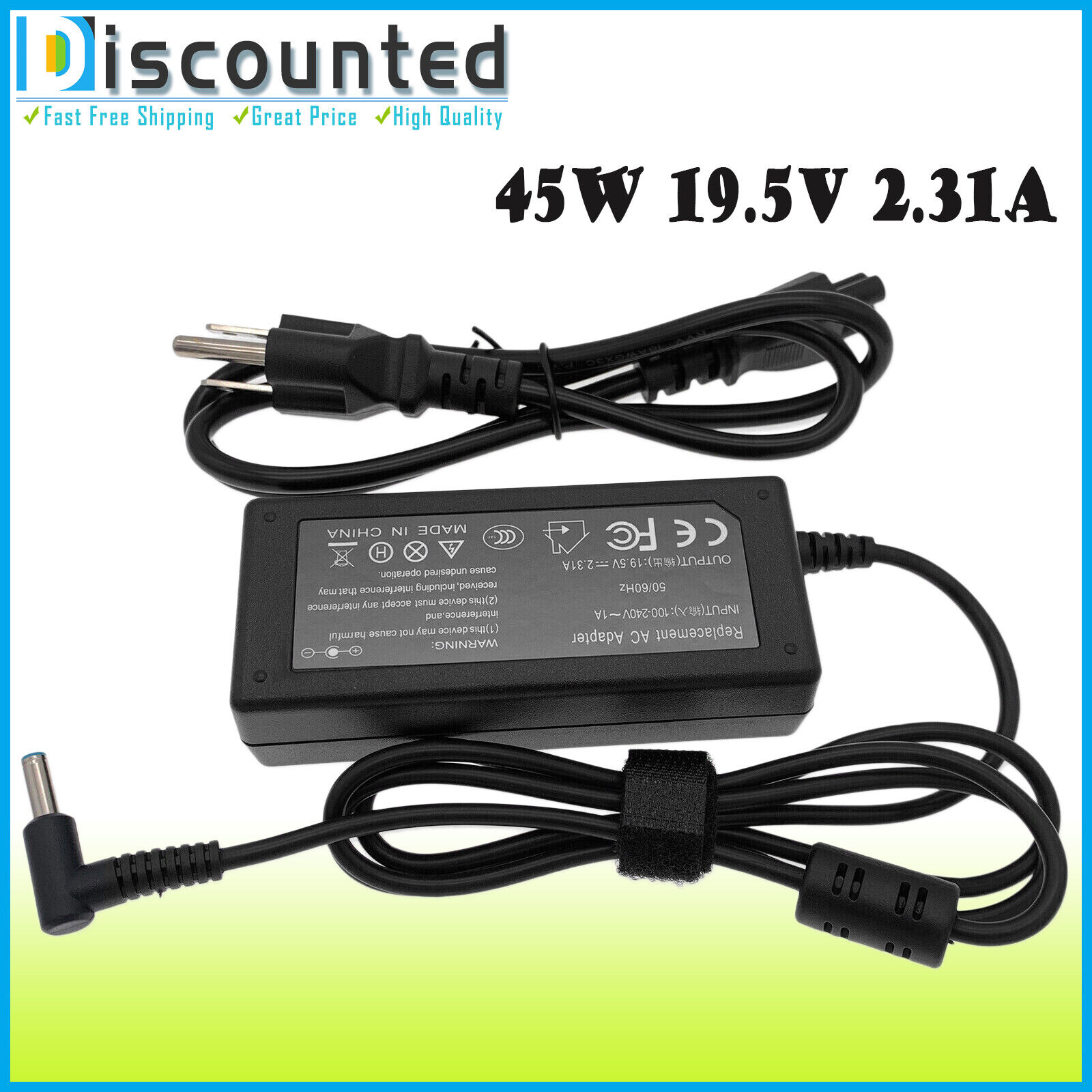 Charger AC Adapter for HP LAPTOP 17-BY3053CL (1G136UA) Power  Supply Cord 45W