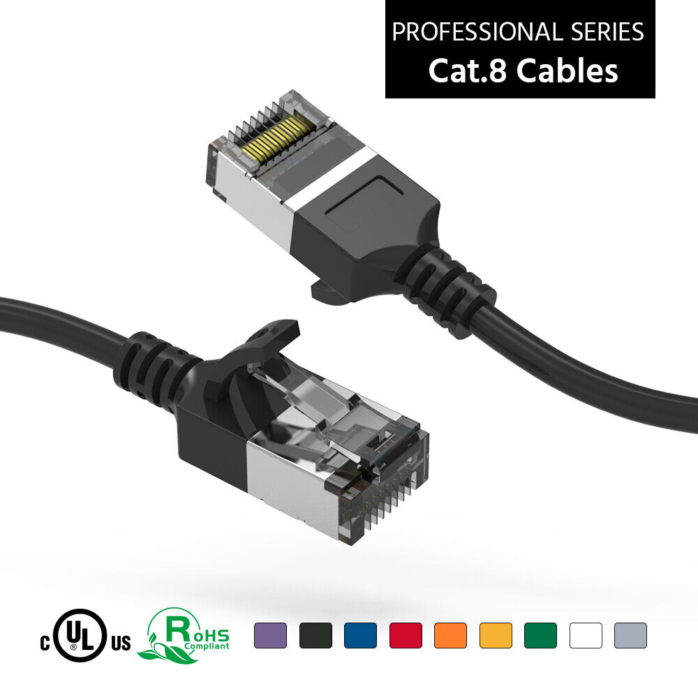 Premium Cat.8 U/FTP Slim Cables 0.5Ft, 1Ft, 2Ft, 3Ft, 5Ft, 7Ft, 10Ft