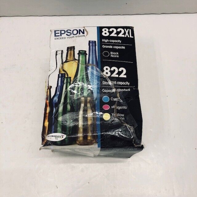 Epson 822XL Black & 822 Color Ink Cartridges 4-Pack Genuine - NEW/UGLY BOX