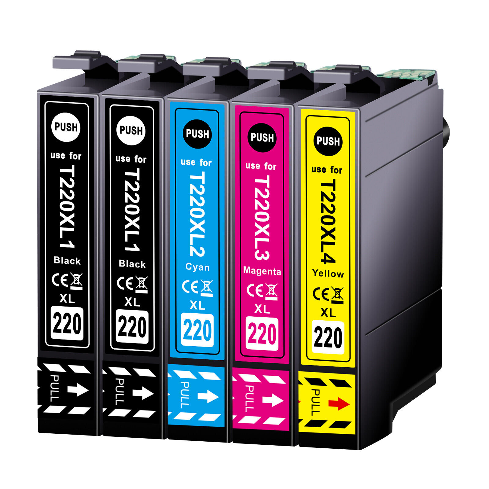 5PK T220XL Ink Cartridges For Epson 220XL XP420 XP424 XP320 WF2630 WF2660 WF2760