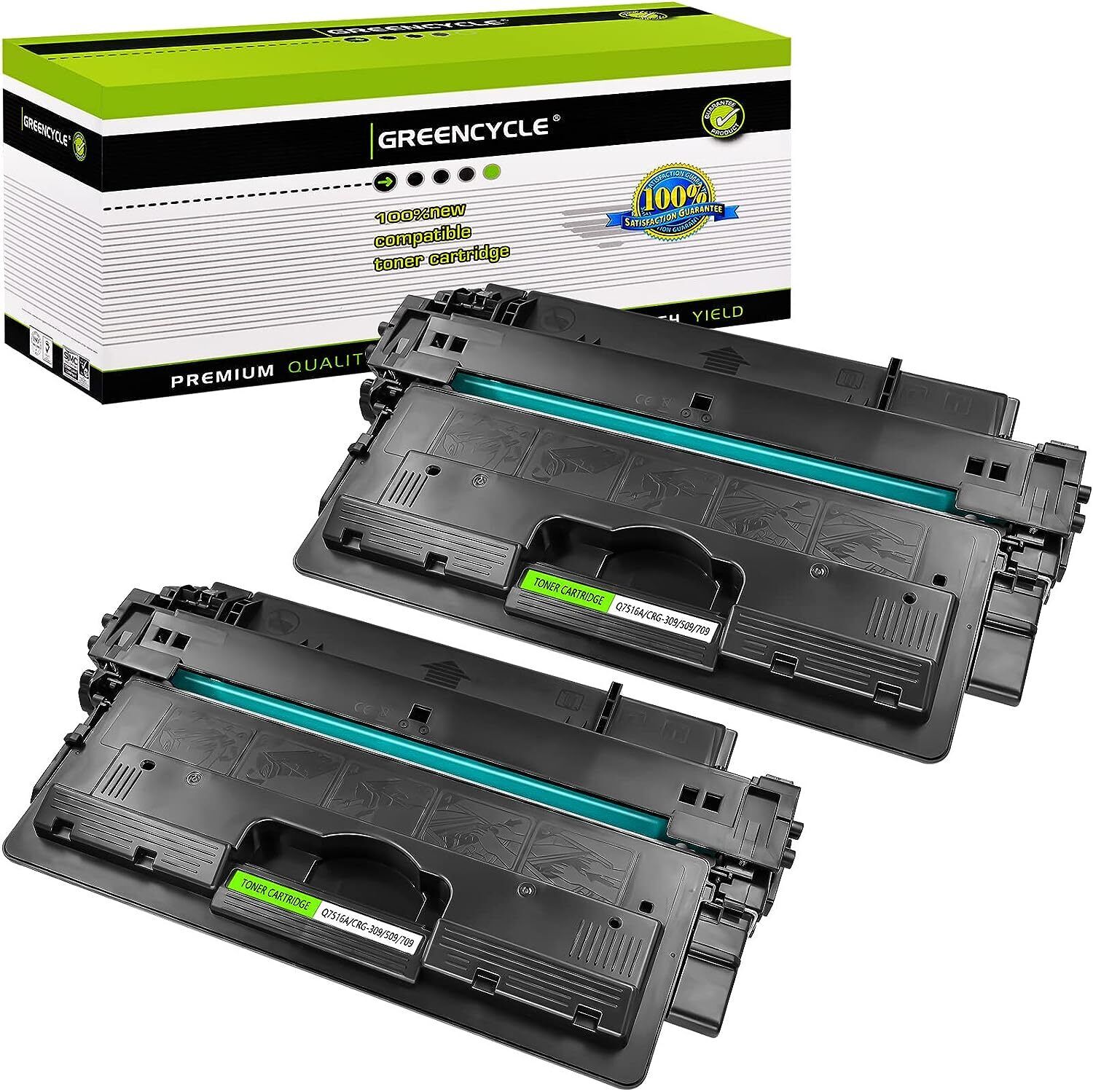 2PK Greencycle High Yield Toner 16A Q7516A Compatible for HP LaserJet 5200TN